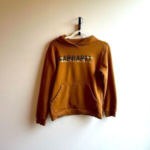 Carhartt Boys Hoodie with Carhartt Logo Size Large 14/16 Tan